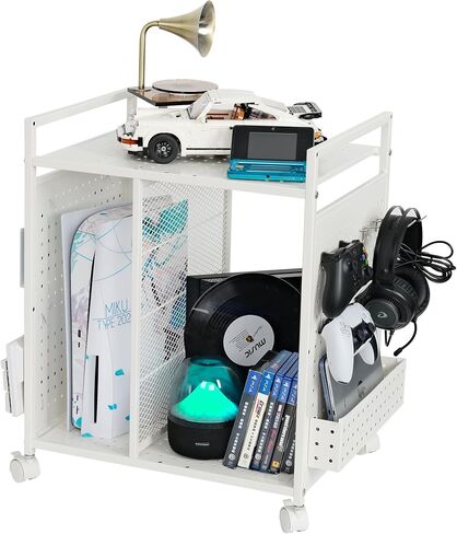 Mythinglogic Gaming Station Organizer, Metal Video Game Controller Holder, Game Organizer Storage Rack for PS5/PS4/Xbox/Switch/Headsets/Gamepads/Gaming Accessories, Black in Saudi Arabia