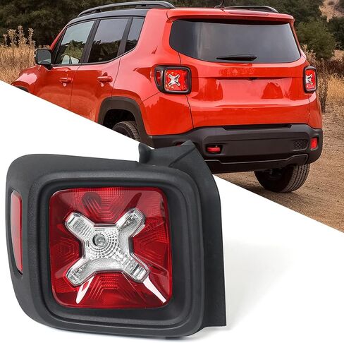 مجموعة مصابيح خلفية FIONE متوافقة مع Jeep Renegade 2015-2022 ضوء فرامل أسود بإطار خلفي للسائق الأيسر LH in Kuwait