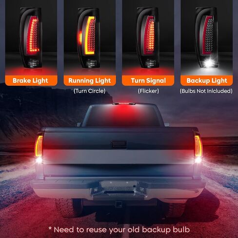 Tresound Tail Light + 3rd Brake Lamp for Chevy Avalanche 1500 2500 2002-2006, Third High Mount Stop Light Rear LED Taillight Assembly, 15771437, 15092493 in Saudi Arabia