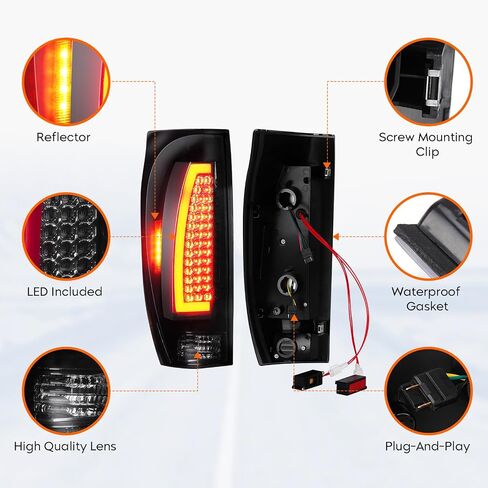 Tresound Tail Light + 3rd Brake Lamp for Chevy Avalanche 1500 2500 2002-2006, Third High Mount Stop Light Rear LED Taillight Assembly, 15771437, 15092493 in Saudi Arabia
