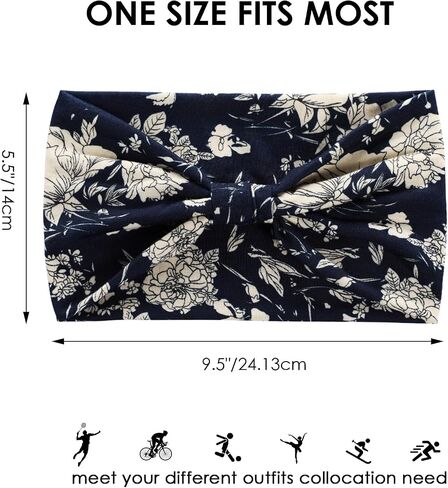 Achiou Wide Headbands for Women Non Slip, Fashion Boho Knotted Hair Bands for Wome's , Cotton Elastic Hair Wrap for Girls Running Sport Yoga,6 Pack in Saudi Arabia