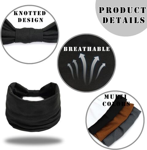 FULZTEY Boho Headbands for Women Vintage Elastic Fabric Printed Hair Bands Workout Wide Knot Sweatbands Soft Cotton Headwraps Yoga Running Hair Accessories for Women Girls 4Pcs in Kuwait