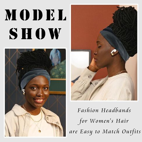 FULZTEY Boho Headbands for Women Vintage Elastic Fabric Printed Hair Bands Workout Wide Knot Sweatbands Soft Cotton Headwraps Yoga Running Hair Accessories for Women Girls 4Pcs in Kuwait