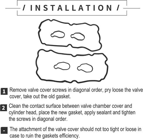 Motoforti Valve Cover Gasket, Cylinder Head Valve Seal Gasket, for Subaru BAJA Turbo 2005-2009, Rubber, with Spark Plug Seals, No.13293AA051 Black, 1 Set in Saudi Arabia