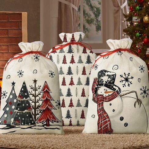 Horaldaily 3PCS Christmas Gift Bag 16x20 Inch,Christmas Tree Holy Night Jesus Stocking Storage Sack Present Xmas Gift Bags Party Favors Bags in Saudi Arabia