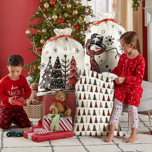 Horaldaily 3PCS Christmas Gift Bag 16x20 Inch,Christmas Tree Holy Night Jesus Stocking Storage Sack Present Xmas Gift Bags Party Favors Bags in Saudi Arabia