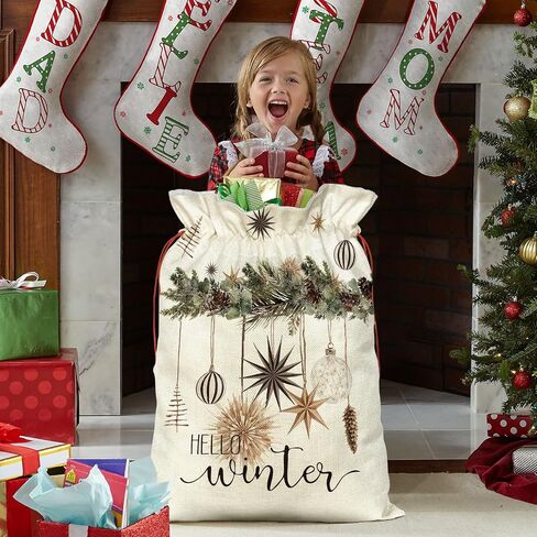Horaldaily 3PCS Christmas Gift Bag 16x20 Inch,Christmas Tree Holy Night Jesus Stocking Storage Sack Present Xmas Gift Bags Party Favors Bags in Saudi Arabia