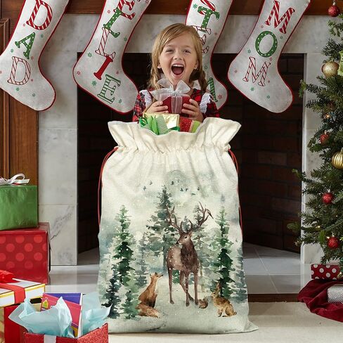 Horaldaily 3PCS Christmas Gift Bag 16x20 Inch,Christmas Tree Holy Night Jesus Stocking Storage Sack Present Xmas Gift Bags Party Favors Bags in Saudi Arabia