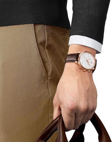 ساعة تيسوت للرجال تراديشن ستانلس ستيل رسمية، وردي/بني، T0636173603700 in Kuwait