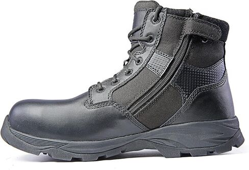 Men’s Tactical Waterproof Composite Toe Boots Max Pro Mid 6" with Zipper - Oil & Slip Resistant Black Leather Boots in Kuwait