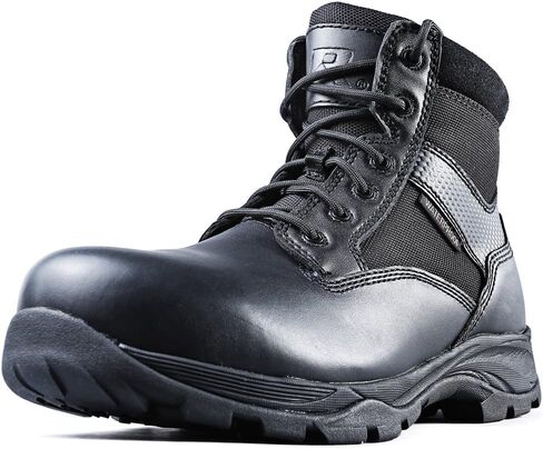 Men’s Tactical Waterproof Composite Toe Boots Max Pro Mid 6" with Zipper - Oil & Slip Resistant Black Leather Boots in Kuwait