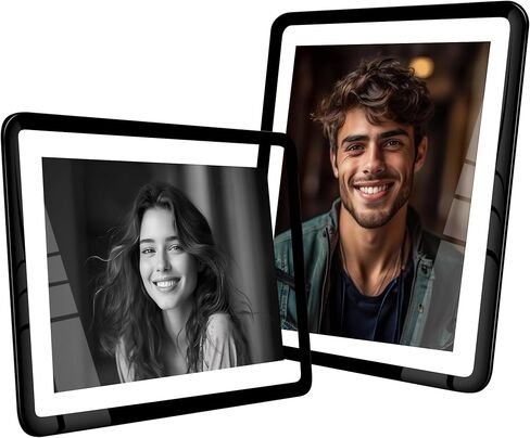 SONGMICS 8x10 Picture Frames with Unique Rounded Corners, Modern Floating Photo Frame for Wall Decor, Clear Acrylic, Fit 8x10, 5x7, 4x6, 4x4, 3.5x5 Pictures, Hanging or Table Display, Set of 2, Black in Saudi Arabia
