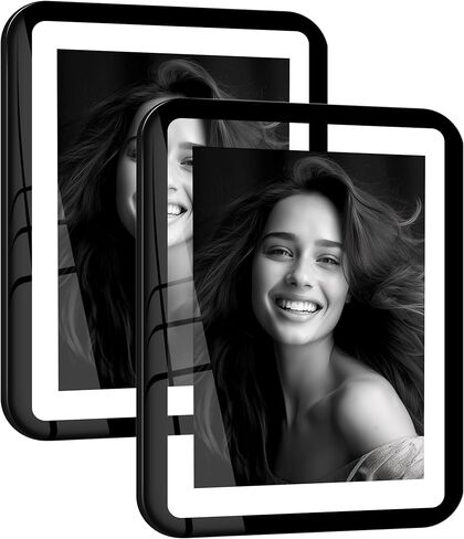 SONGMICS 8x10 Picture Frames with Unique Rounded Corners, Modern Floating Photo Frame for Wall Decor, Clear Acrylic, Fit 8x10, 5x7, 4x6, 4x4, 3.5x5 Pictures, Hanging or Table Display, Set of 2, Black in Saudi Arabia