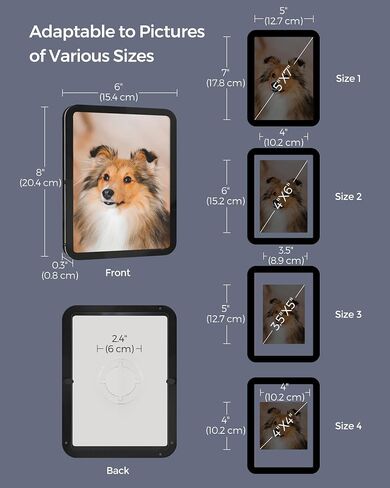 SONGMICS 8x10 Picture Frames with Unique Rounded Corners, Modern Floating Photo Frame for Wall Decor, Clear Acrylic, Fit 8x10, 5x7, 4x6, 4x4, 3.5x5 Pictures, Hanging or Table Display, Set of 2, Black in Saudi Arabia