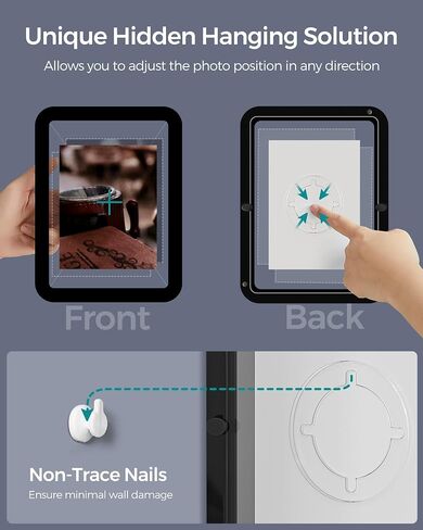 SONGMICS 8x10 Picture Frames with Unique Rounded Corners, Modern Floating Photo Frame for Wall Decor, Clear Acrylic, Fit 8x10, 5x7, 4x6, 4x4, 3.5x5 Pictures, Hanging or Table Display, Set of 2, Black in Saudi Arabia