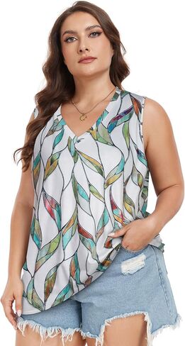 Plus Size Tanks Women Summer Top V Neck Sleeveless Top Loose Fit Tee Workout Shirts in Saudi Arabia
