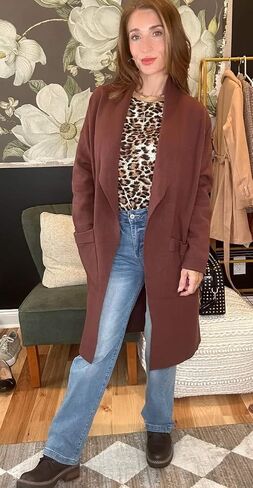 Sulozom Womens Long Sleeve Shirts Crewneck Leopard Printed Tops for Women Casual Dressy Blouses Tee Basic Tops in Saudi Arabia