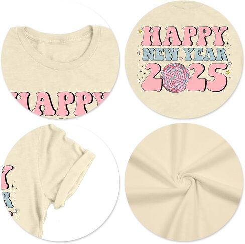 Happy New Year Shirt for Women: 2025 Christmas Shirts Holiday Party Family Tshirt New Years Day Eve Gift Tops in Kuwait