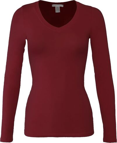 Bozzolo Women's Basic V-Neck Warm Soft Stretchy Long Sleeves T Shirt in Kuwait