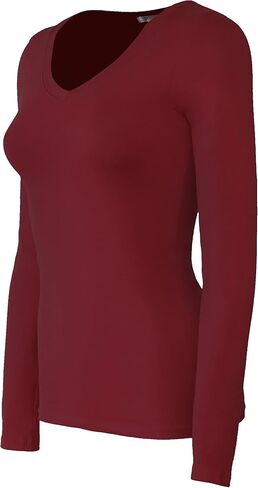 Bozzolo Women's Basic V-Neck Warm Soft Stretchy Long Sleeves T Shirt in Kuwait