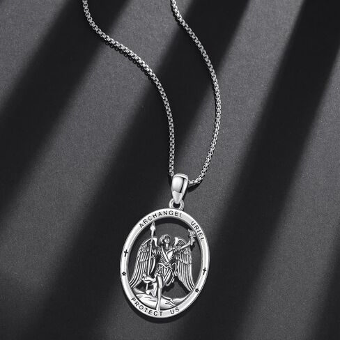 Archangel Uriel Necklace 925 Sterling Sliver Saint Uriel Pendant Necklace, Archangel Amulet Necklace,St Uriel Jewelry for Men in Saudi Arabia