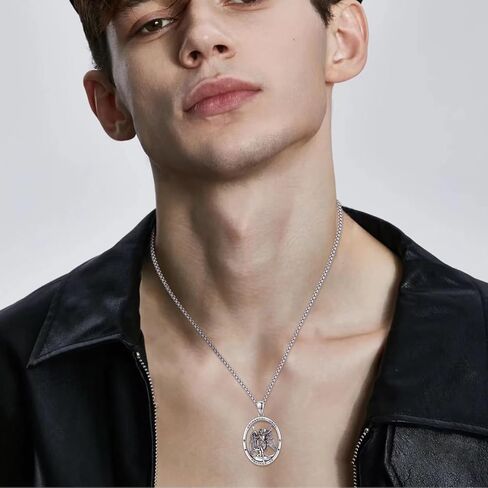 Archangel Uriel Necklace 925 Sterling Sliver Saint Uriel Pendant Necklace, Archangel Amulet Necklace,St Uriel Jewelry for Men in Saudi Arabia
