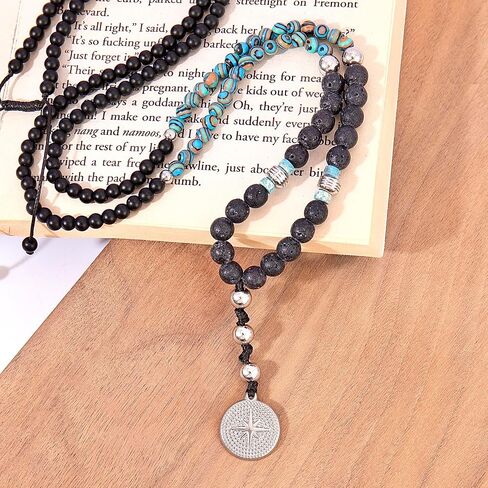 Bohemian Beaded Necklace for Men Pendant with Natural Stone Men's Crystal Necklace Protection Jewelry Gifts for Men in Saudi Arabia