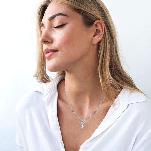 Mermaid Necklace 925 Sterling Silver | Blue Mermaid Tear Choker Necklace Pendant Jewelry Gifts Birthday Valentine's Day Christmas for Women in Saudi Arabia