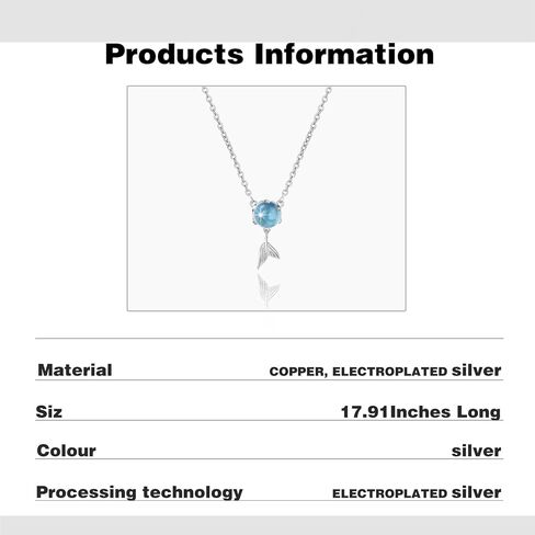 Mermaid Necklace 925 Sterling Silver | Blue Mermaid Tear Choker Necklace Pendant Jewelry Gifts Birthday Valentine's Day Christmas for Women in Saudi Arabia