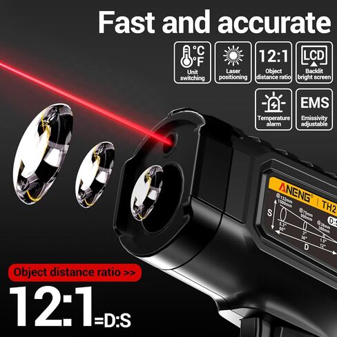 ANENG Infrared Thermometer,Digital Non Contact Laser Temperature Gun, for Industrial,Meat,Pizza Oven,Reptile,BBQ,Refrigerator,Kitchen,with Backlit LCD,-58°F~1112°F(-50°C~600°C)&B15 Voltage Tester in Saudi Arabia