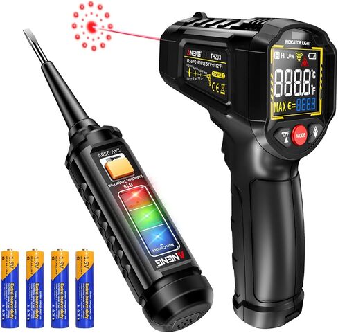 ANENG Infrared Thermometer,Digital Non Contact Laser Temperature Gun, for Industrial,Meat,Pizza Oven,Reptile,BBQ,Refrigerator,Kitchen,with Backlit LCD,-58°F~1112°F(-50°C~600°C)&B15 Voltage Tester in Saudi Arabia
