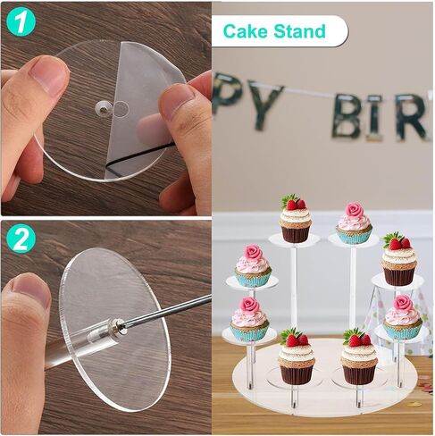 YXQ Acrylic Display Stand For Figures, 8-Tier Acrylic Display Risers For Collectibles, Acrylic Cupcakes Stand, Acrylic Showcase Stand for Pastry Candy Display, Clear in Saudi Arabia