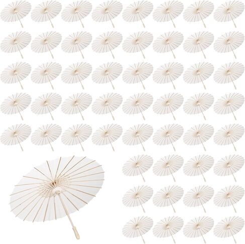 30 Pack White Paper Umbrellas, 23.6 Inch Paper Parasol Umbrellas Chinese Japanese Style DIY Umbrellas Decorative Vintage Decor for Wedding Props in Kuwait
