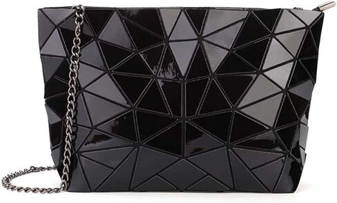 Geometric Lattice Luminous Purse Chain Crossbody Clutch Purses Tote Handbags Holographic for Women in Kuwait