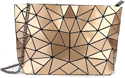 Geometric Lattice Luminous Purse Chain Crossbody Clutch Purses Tote Handbags Holographic for Women in Kuwait