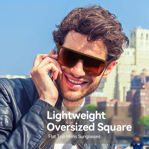 Dollger Oversized Flat Top Sunglasses for Men Women, Fashion Big Square Shades Trendy Shield Sunnies UV Protection in Saudi Arabia