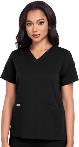 COMENII Scrubs for Women, Roomy Fit V-Neck Scrub Tops Women with 4 Pocket, Stretch & Anti-Wrinkle Women Scrubs in Saudi Arabia
