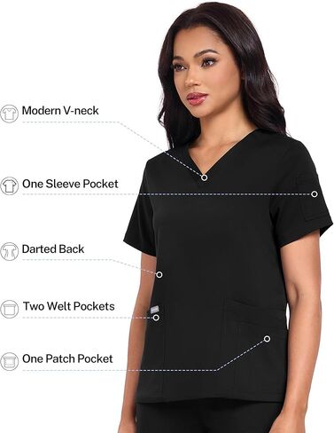 COMENII Scrubs for Women, Roomy Fit V-Neck Scrub Tops Women with 4 Pocket, Stretch & Anti-Wrinkle Women Scrubs in Saudi Arabia