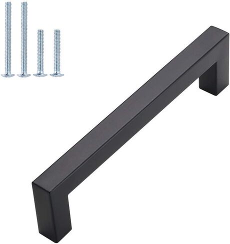 homdiy 15 Pack Black Cabinet Pulls Square Kitchen Cabinet Handles - Black Cabinet Handles Matte Black Drawer Pulls Modern Black Handles for Kitchen Cabinets, 5'' Hole Centers in Kuwait