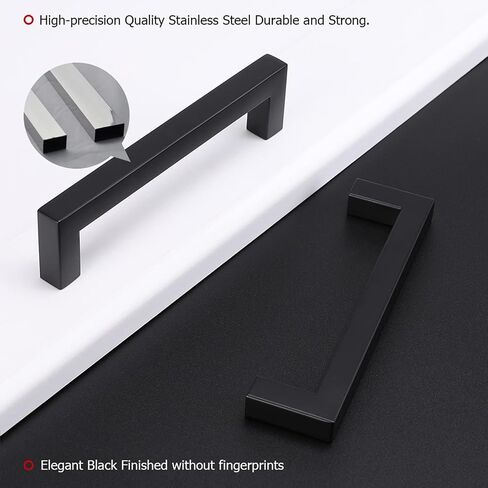 homdiy 15 Pack Black Cabinet Pulls Square Kitchen Cabinet Handles - Black Cabinet Handles Matte Black Drawer Pulls Modern Black Handles for Kitchen Cabinets, 5'' Hole Centers in Kuwait