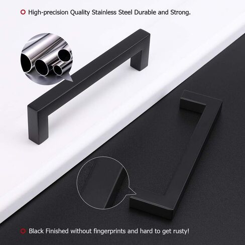 homdiy 15 Pack Black Cabinet Pulls Square Kitchen Cabinet Handles - Black Cabinet Handles Matte Black Drawer Pulls Modern Black Handles for Kitchen Cabinets, 5'' Hole Centers in Kuwait