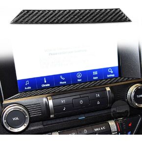 winterwell Car Interior Accessories Real Carbon Fiber Compatible with Ford Mustang（2015-2020 Multimedia Decoration 1）