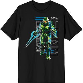 Halo Infinite Master Chief UNSC Logo Crew Neck Short Sleeve Men's Black T-Shirt