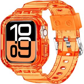 XYF Compatible for Crystal Clear Apple Watch Bands, 45mm 44mm 42mm 41mm 40mm 38mm Bumper Case for Men Women Jelly Sport Case Band for iWatch Ultra 2/1 Series 9 8 7 SE/6 5 4 3 2 1