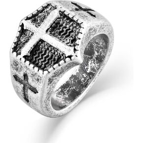 Men's Christian Cross Rings,Stainless Steel Crucifix Religious Rings for Men, Size 7-12