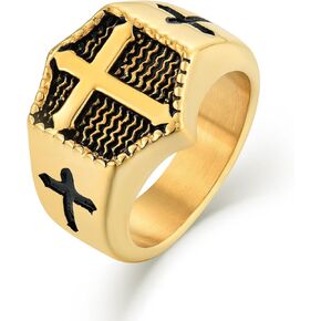 Men's Christian Cross Rings,Stainless Steel Crucifix Religious Rings for Men, Size 7-12 in Kuwait