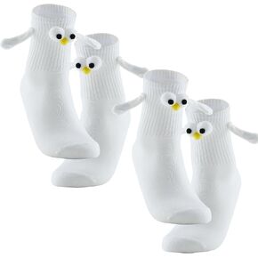 Tikapo® 2 Pairs Cute Socks Fun 3D Eyes Cartoon Hand in Hand Socks Magnet Holding Hand Friendship Ankle Crew Cotton Socks