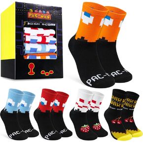 Pac-Man Mens Novelty Socks, Pack of 5 Breathable Men Socks - Gifts for Him (Black/Multi , 6/10 US)