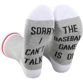 VAMSII 2 Pairs Baseball Socks Sorry I Can't Talk The Baseball Game Is On Socks For Baseball Lover