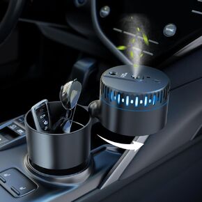 JOYTUTUS Car Air Freshener Diffuser, Car Humidifier Aromatherapy Essential Oil Diffuser for Pickup Trucks and SUV, Car Cup Holder Extender with Humidifier, 2 Individual Nozzles, Cold Ambient Lighting